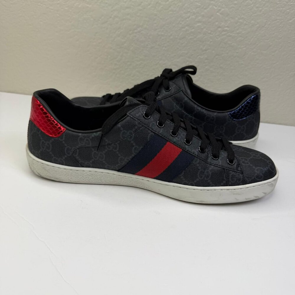 Mens Gucci Ace GG Supreme Sneakers Black/Grey U.S. Size 10 - Picture 4 of 12